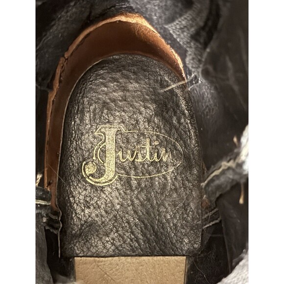 Vintage Justin L4904 Black Leather Snip Toe Cowgirl Boots Made In USA Womans 6B - Picture 10 of 10